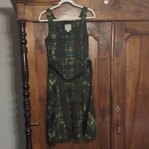 Maeve Green and Yellow Checkered Midi Dress